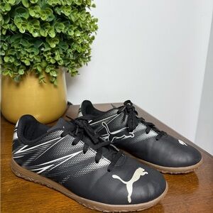 Puma Kid's Black and White Athletic Shoes